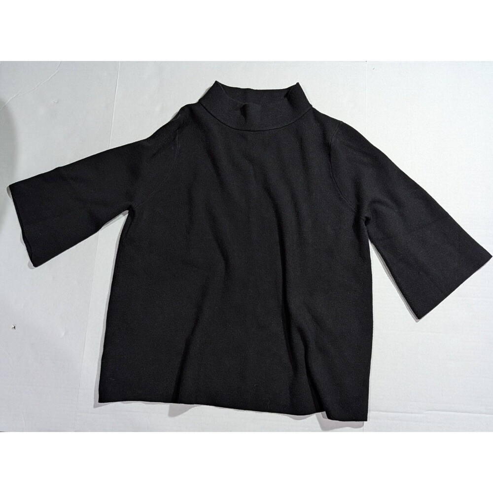 Rielle Black Mock Neck 3/4 Sleeve Knit Sweater XL Soft Layering
